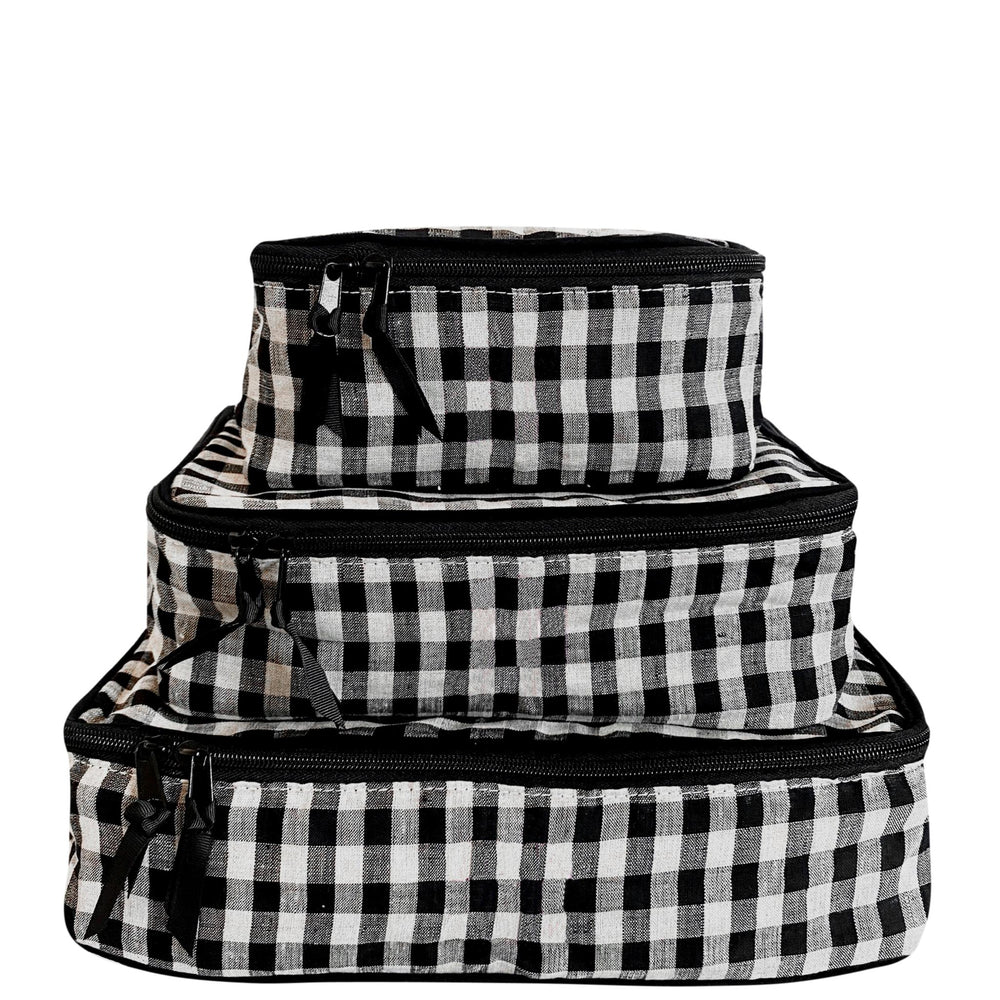 Packing Cubes Gingham Checkered Linen 3-pack - Bag-all Europe