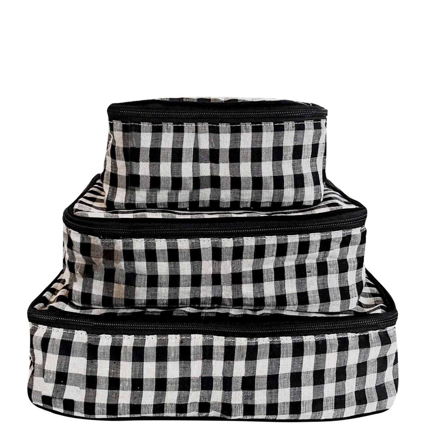 
                                      
                                        Linen Packing Cubes Gingham Checkered in 3 sizes - Bag-all Europe
                                      
                                    