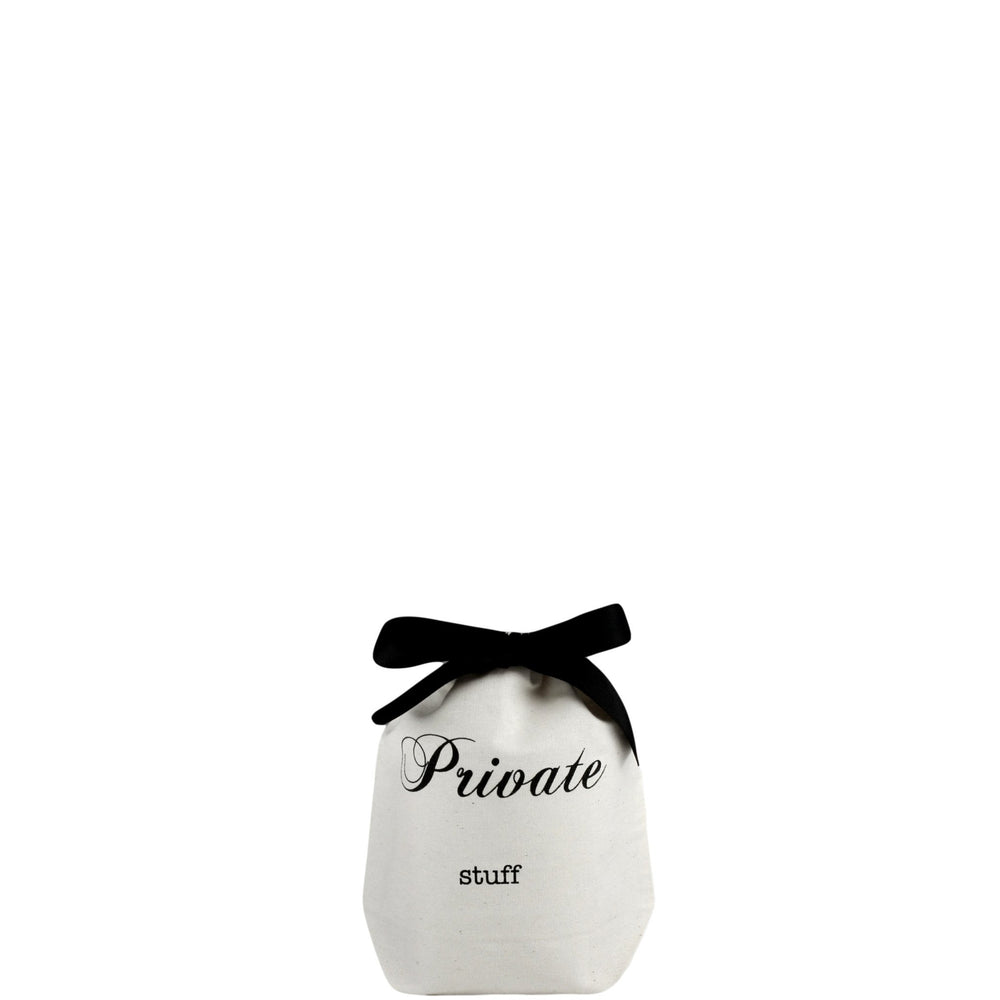
                                      
                                        "Private Stuff" printed on front of bag
                                      
                                    