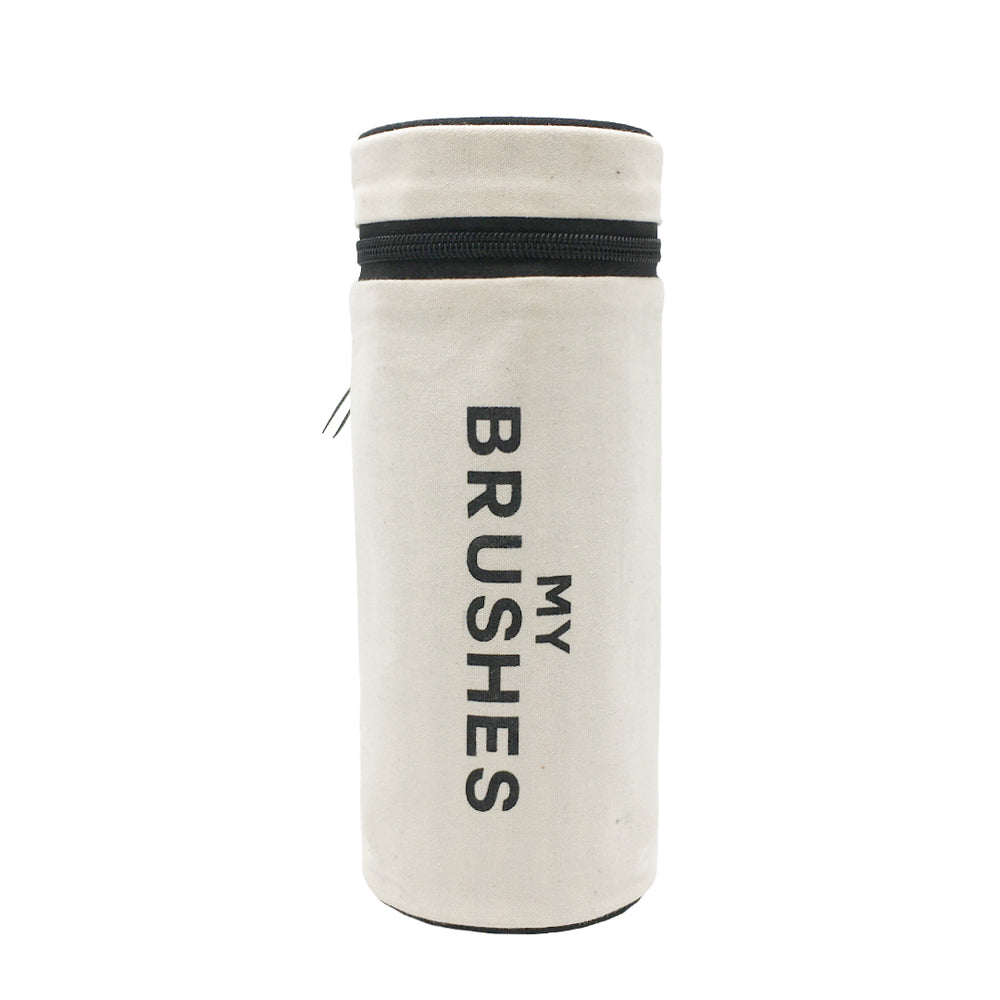 Round Case for Brushes with Wipeable Lining, Cream - Bag-all Europe