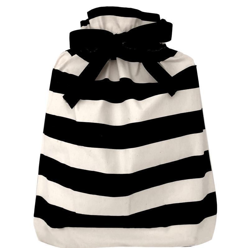 
                                      
                                        A large gift bag with black and white stripes horizontally across. 
                                      
                                    