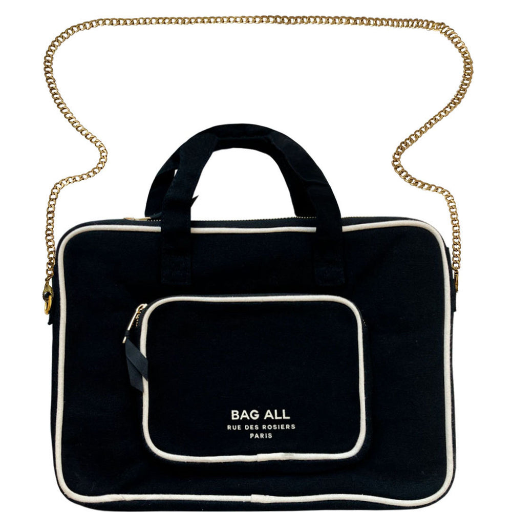 Carry Laptop Sleeve with Gold Chain & Charger Pocket, Black - Bag-all Europe