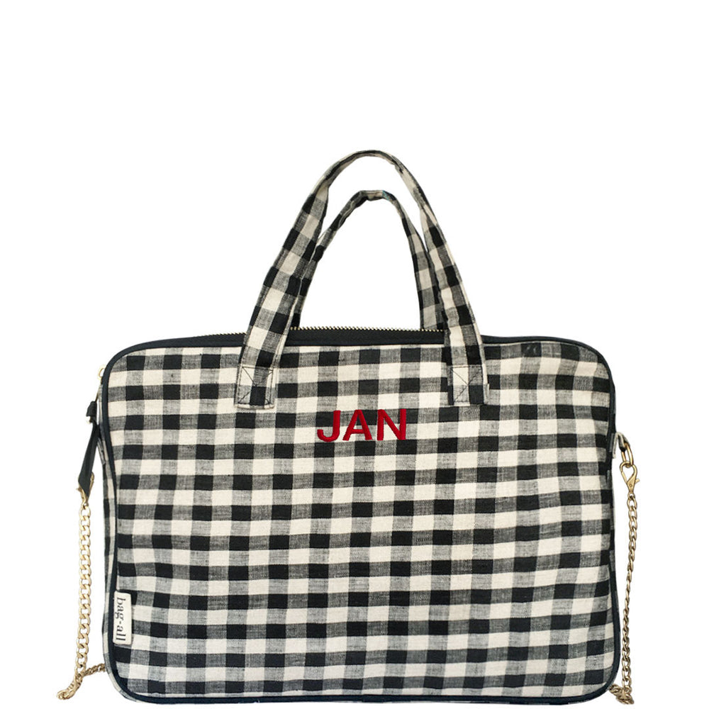 
                                      
                                        Carry Laptop Sleeve with Gold Chain & Charger Pocket, Gingham - Bag-all Europe
                                      
                                    