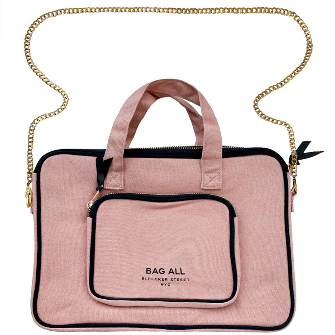 
                                      
                                        Carry Laptop Sleeve with Gold Chain & Charger Pocket, Pink/Blush - Bag-all Europe
                                      
                                    