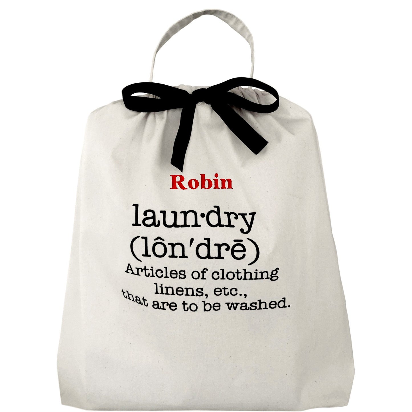 
                                      
                                        Phonetic Laundry Bag with "robin" monogrammed on the front. 
                                      
                                    