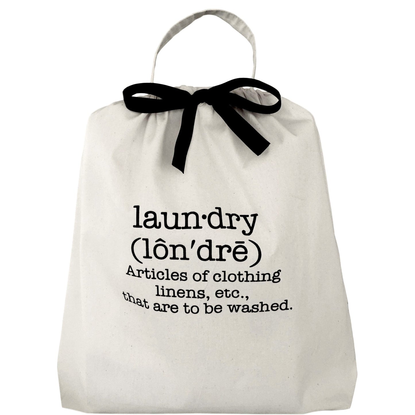 LAundry bag with the defenition of laundry across the front. 