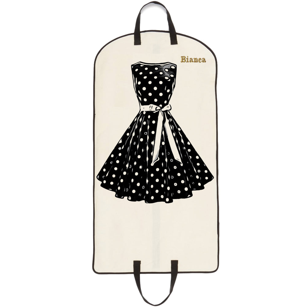 
                                      
                                        Polkadot Garment Bag with a monogram of "Bianca" on the fornt. 
                                      
                                    